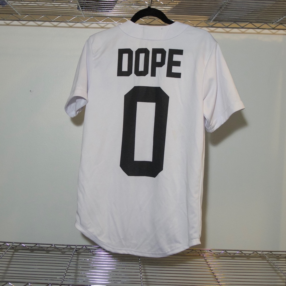DOPE Baseball Top Black White Print Zipper Front